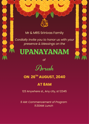 Upanayanam invitation templates