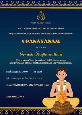 Upanayanam invitation templates