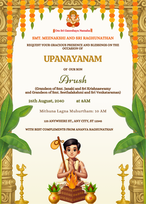 Upanayanam invitation card templates