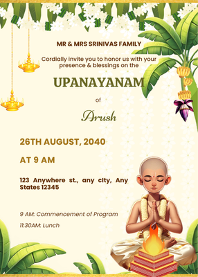 Sacred Thread Ceremony invitation